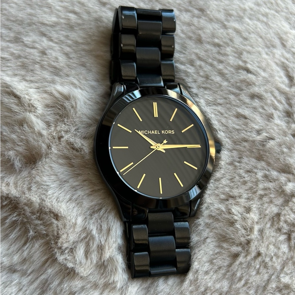 MICHAEL KORS Slim Runway Black Stainless Steel Watch MK-3221